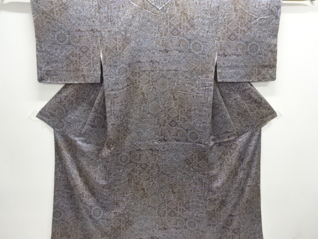 未使用品　人物・花鳥更紗模様小紋着物